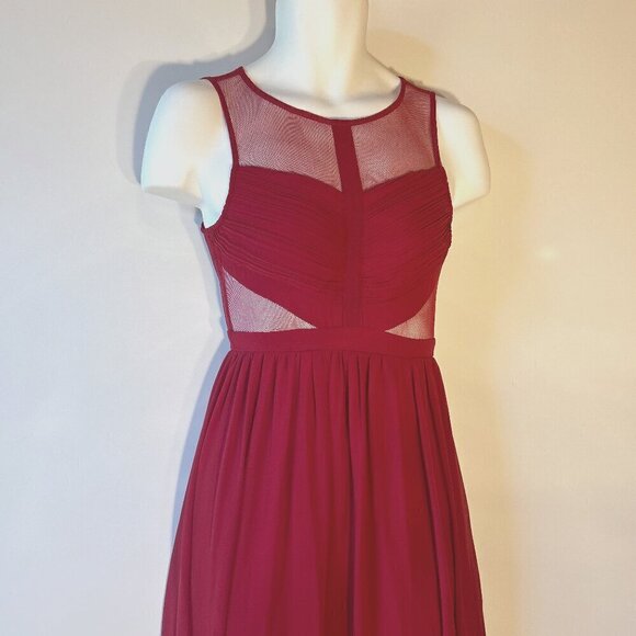 Maniju SZS Red Wine Mesh Cutout Grecian style maxi dress chic dressy comfy prom - Picture 3 of 10